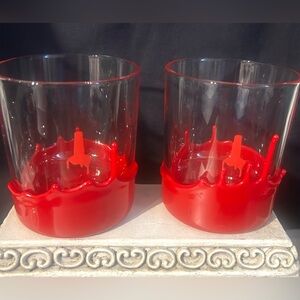 2 Makers Mark Bourbon lowball glasses in the style of the bottle. 8oz